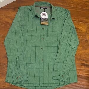 Avalanche Alexander Stretch Woven Plaid Button Up Shirt Zipper Pocket Mens Small